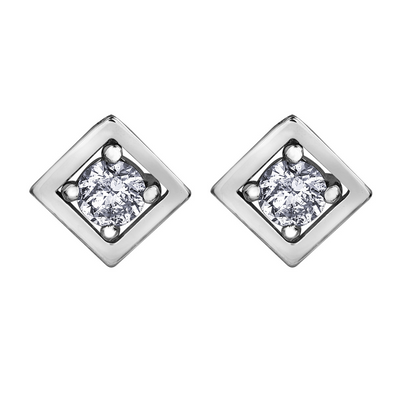 Square Diamond Stud Earrings