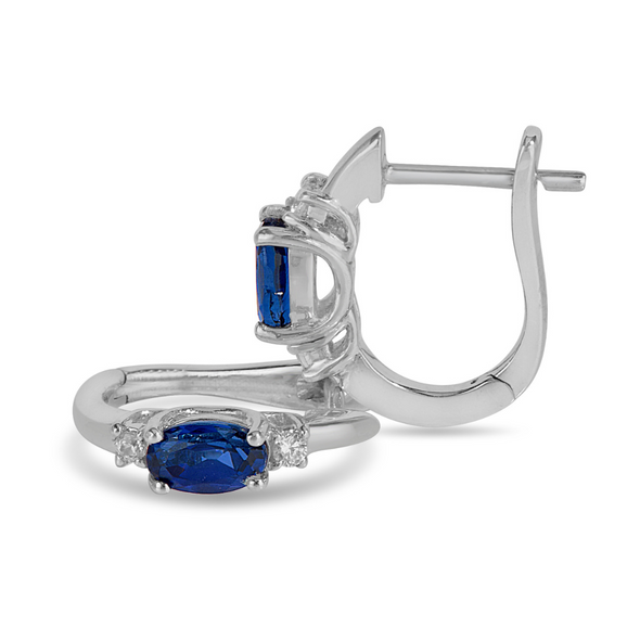 Oval Blue Sapphire Huggie Earring