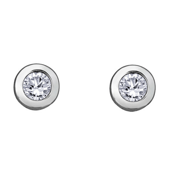 Bezel Set Diamond Stud Earrings