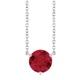 Ruby Solitaire Stationary Necklace White Gold