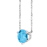 Swiss Blue Topaz Solitaire Stationary Necklace