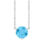 Swiss Blue Topaz Solitaire Stationary Necklace