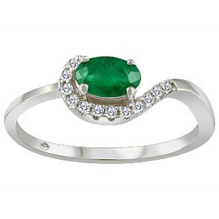 Emerald Half Halo Ring