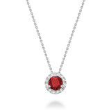 Ruby & Diamond Halo Necklace