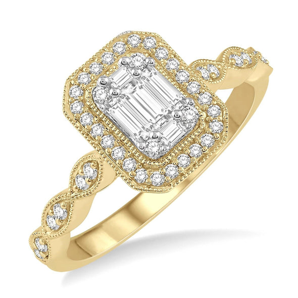 Lovebright .37 CT Emerald Diamond Halo Ring