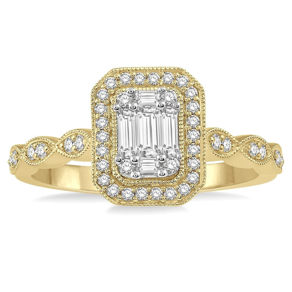 Lovebright .37 CT Emerald Diamond Halo Ring