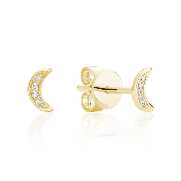 Petite Pave Moon Diamond Studs