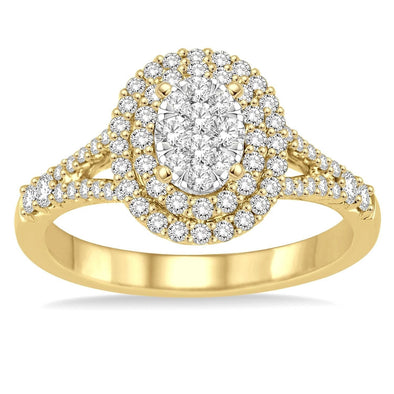Lovebright .70 CT Oval Diamond Double Halo Ring