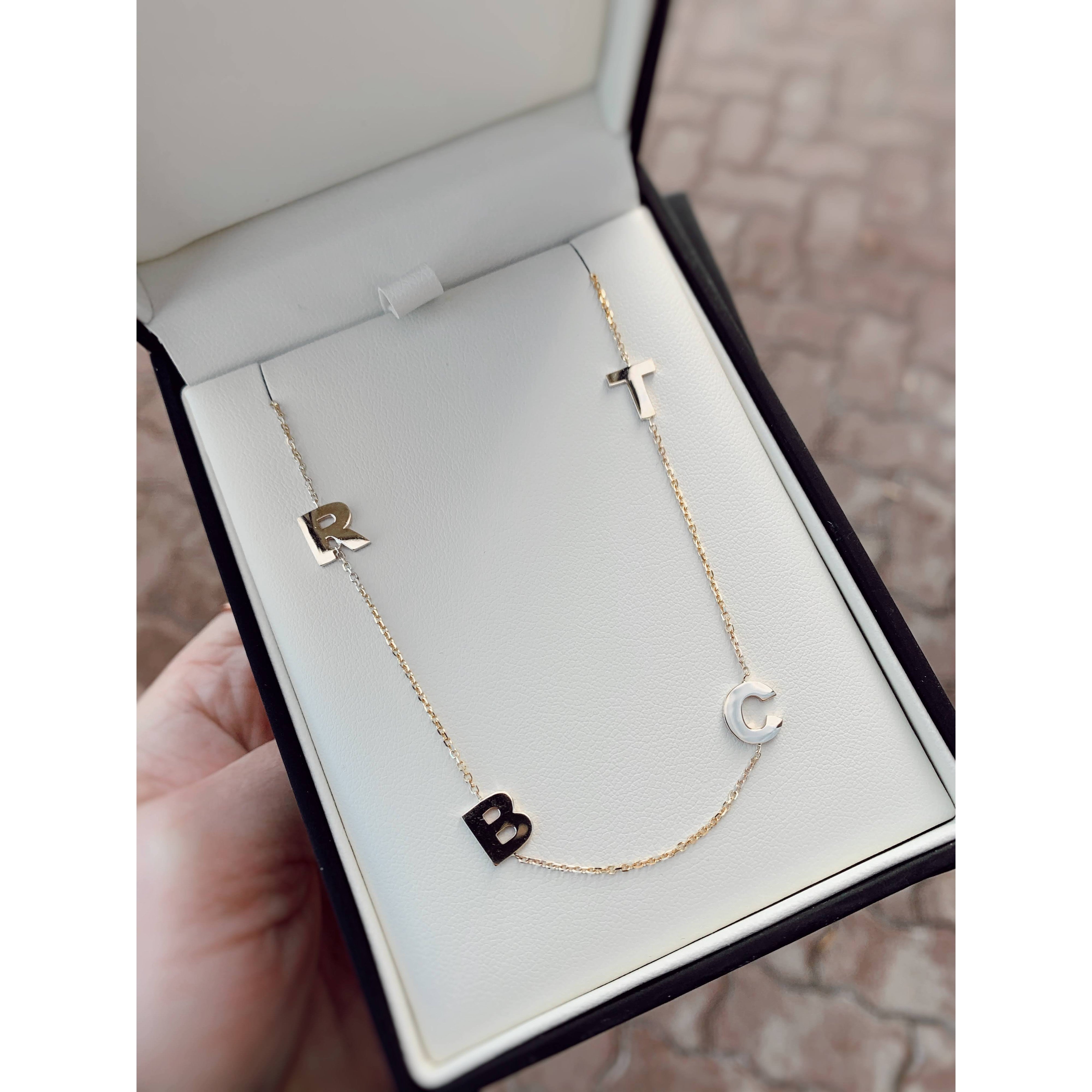 18ct Gold Plated Sideways Initial Necklace | MyNameNecklace IN