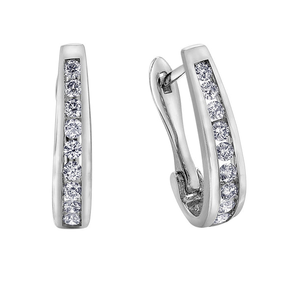 Channel Set Diamond Lever Back Earrings