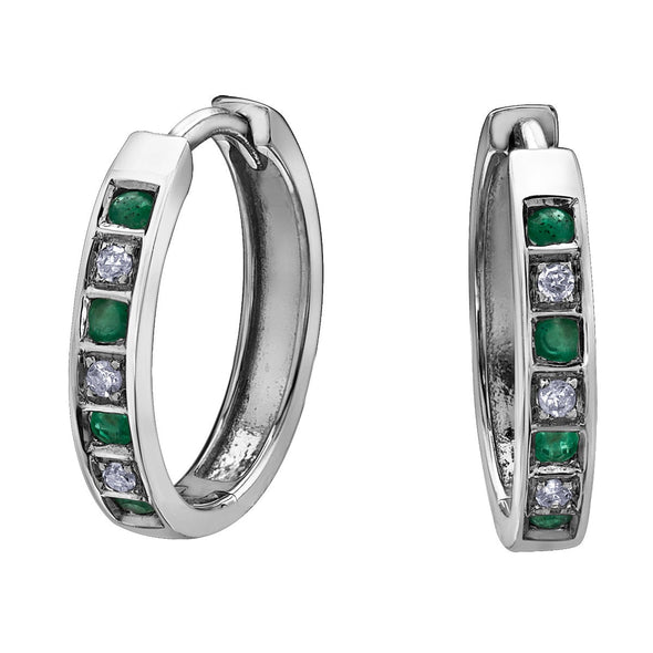 Diamond Emerald Huggie Earrings