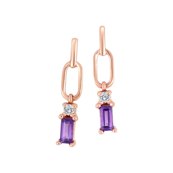 Amethyst Baguette Dangle Earrings