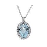 Aqua and Diamond Halo Necklace