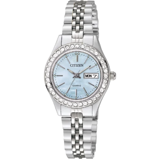 Silver Quartz with Blue Face