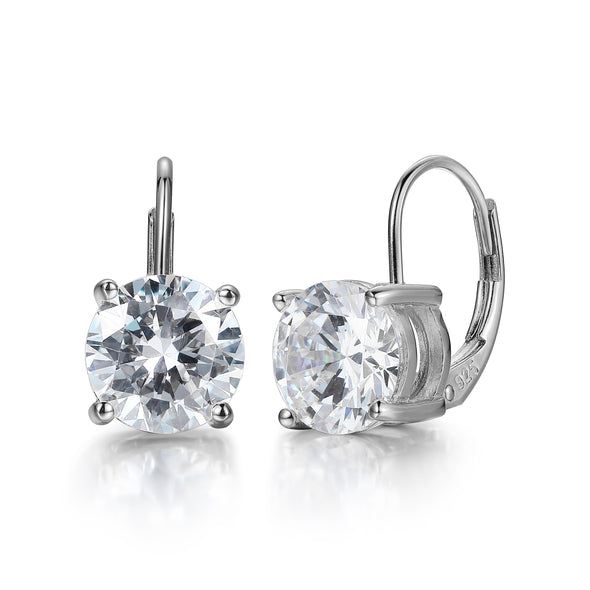 Round CZ Leverback Earrings