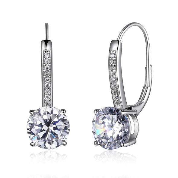 Micropave Round CZ Leverback Earring