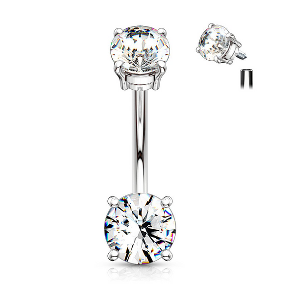Surgical Steel Prong Set Belly Ring