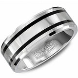 Tungsten & Black Enamel Band